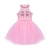 Loloda Little Girls Sequin Sparkly Ballet Dance Dress Tutu Skirted Leotard Ballerina Dancewear Costume Pink 7-8 Years view 3