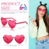 TOODOO 4 Pack Heart Shaped Sunglasses Rimless Candy Color Eyewear Valentines Halloween Accessories(Pink, Red) view 2