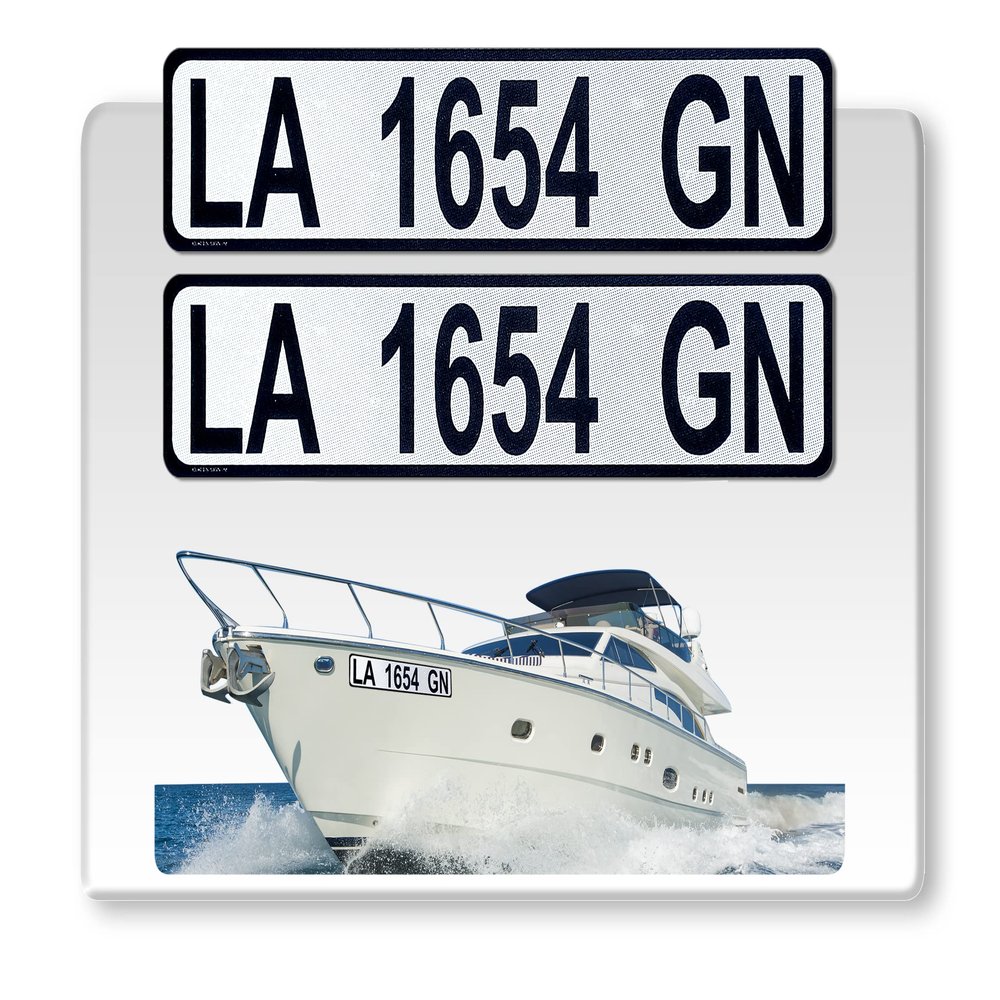 Curb-N-Sign Super Reflective BowBrite (Custom Boat Registration Numbers and Letters), Set of 2 Pc Custom Boat Lettering, Highly Reflective Vinyl Decal Boat Decal Stickers (Transparent)