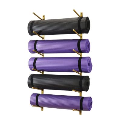 DRSFF Yoga Mat Frame Gym Wall Mount Storage Holder Metal Simple Large Capacity Yoga Column Foam Roller Placement Rack 100 cm Black White Gold (Color : C)