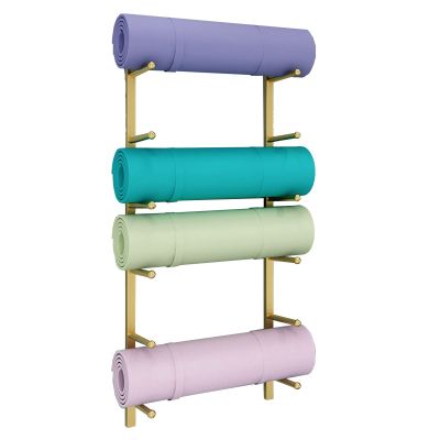 DRSFF Gold Yoga Mat Frame Foam Rollers Stand Wall Mount 6-Tier Metal Home Gym & Studio Storage Rack Holder - Free Adjustment Spacing Exercise Equipmen Organizer (Color : C)
