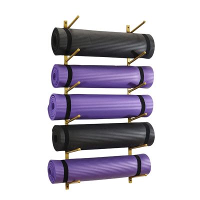 DRSFF Simple Metal Yoga Mat Frame Storage Holder Wall Mount Large Capacity Gym Yoga Column Foam Roller Multi-Layer Placement Rack, Mounting Hardware Included (Color : A)