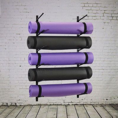 DRSFF Yoga Mat Frame Gym Wall Mount Storage Holder Metal Simple Large Capacity Yoga Column Foam Roller Placement Rack 100 cm Black White Gold (Color : A)