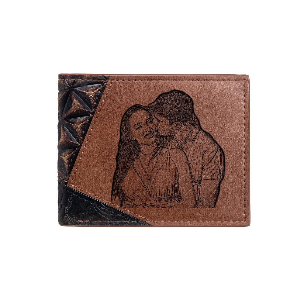 TianZhiJiao Custom Wallets for Men, Personalized Picture and Text Men's Wallet Leather Wallet Casual Bifold Wallet Anniversary Birthday Gifts for Men Husband Dad Son Groomsmen