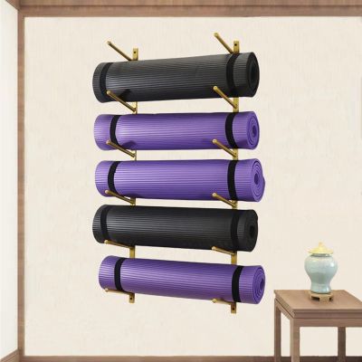 DRSFF Yoga Mat Frame Gym Wall Mount Storage Holder Metal Simple Large Capacity Yoga Column Foam Roller Placement Rack Multi-Layer Adjustable Spacing Organizer (Color : A)