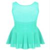 Agoky Big Girls' Kids Sparkly Ice Figure Skating Roller Skating Dress Gymnastic Tutu Skirted Leotard Costume Mint Green Sparkly 5-6 view 2