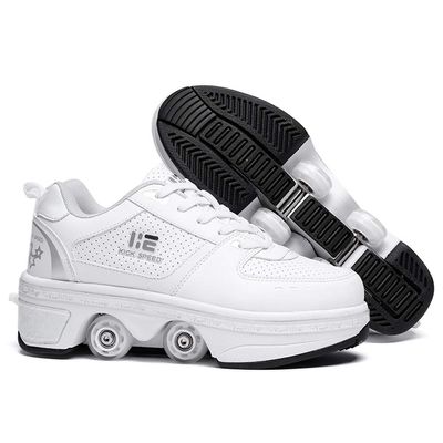 2-in-1 Roller Skates & Sneakers Unisex Retractable Wheels Outdoor Fun & Fitness Kick Roller Shoes