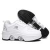2-in-1 Roller Skates & Sneakers Unisex Retractable Wheels Outdoor Fun & Fitness Kick Roller Shoes view 1