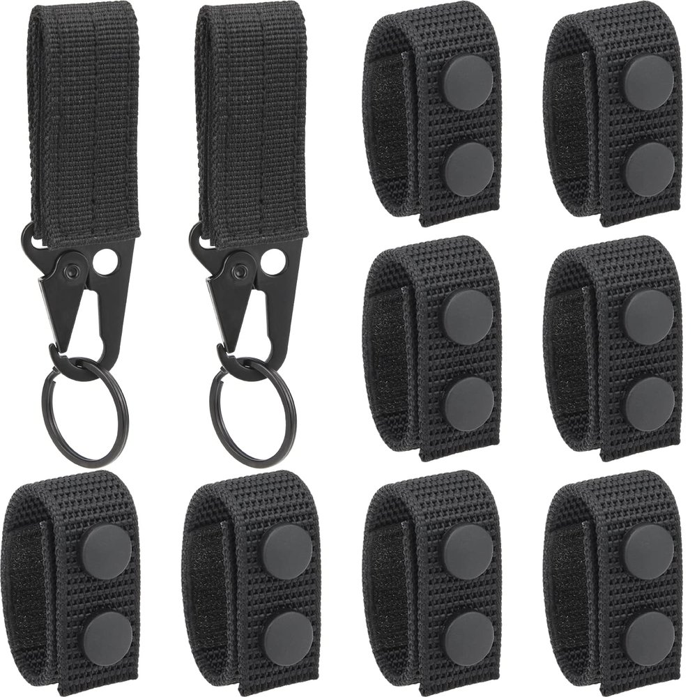Belt Keepers with Tactical Gear Clips, 8 Pack Law Enforcement Nylon Duty Belt Keepers with 2 Pack Key Holder UIInosoo for Police