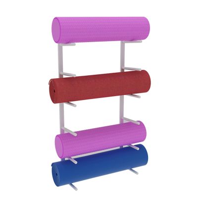 DRSFF Yoga Mat Holder Home Wall Mount Foam Rollers Exercise Mat 6-Tier Metal Storage Rack for Yoga Room Gym | Black White Multi-Purpose Large Capacity Placement Stand (Color : White)