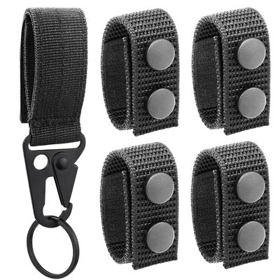 Belt Keepers with Tactical Gear Clip, 4 Pack Law Enforcement Nylon Duty Belt Keepers 2" with 1 Pack Key Holder UIInosoo for Police