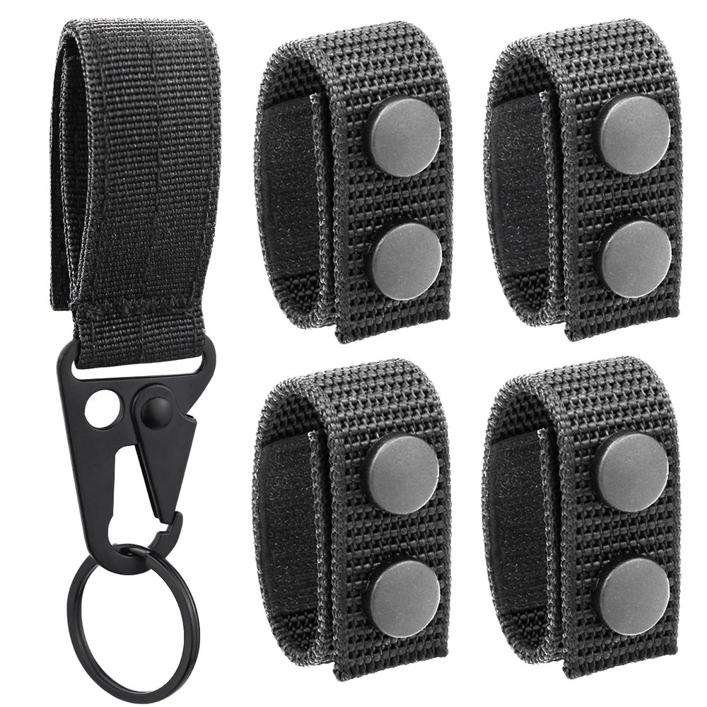 Belt Keepers with Tactical Gear Clip, 4 Pack Law Enforcement Nylon Duty Belt Keepers 2" with 1 Pack Key Holder UIInosoo for Police