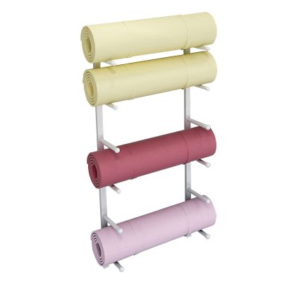 DRSFF 6-Tier Metal White Yoga Mat Rack Wall Mount Foam Rollers Storage Holder Free Adjustment Spacing Exercise Equipmen Organizer, for Home Gym & Studio (Color : B)