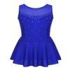 Agoky Big Girls' Kids Sparkly Ice Figure Skating Roller Skating Dress Gymnastic Tutu Skirted Leotard Costume Blue Sparkly 13-14 view 1