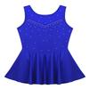 Agoky Big Girls' Kids Sparkly Ice Figure Skating Roller Skating Dress Gymnastic Tutu Skirted Leotard Costume Blue Sparkly 13-14 view 3