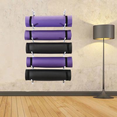 DRSFF Yoga Mat Frame Gym Wall Mount Storage Holder Metal Simple Large Capacity Yoga Column Foam Roller Placement Rack Multi-Layer Adjustable Spacing Organizer (Color : C)