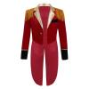 Moily Kids Boys Girls Circus Ringmaster Lion Tamer Outfit Long Sleeve Tassel Tailcoat Jacket Gold Red 10 Years view 1