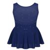 Agoky Big Girls' Kids Sparkly Ice Figure Skating Roller Skating Dress Gymnastic Tutu Skirted Leotard Costume Navy Blue Sparkly 11-12 view 2