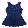 Agoky Big Girls' Kids Sparkly Ice Figure Skating Roller Skating Dress Gymnastic Tutu Skirted Leotard Costume Navy Blue Sparkly 11-12 view 3