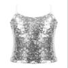 Loloda Big Girls' Sparkle Sequins Tank Tops Camisole Latin Jazz Ballet Dance Stage Performance Costume White 8 Years view 1