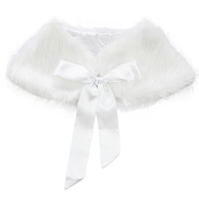 Loloda Flower Girls Faux Fur Wraps Shawl Wedding Bridesmaid Princess Cape Winter Warm Bolero Shrug White One Size
