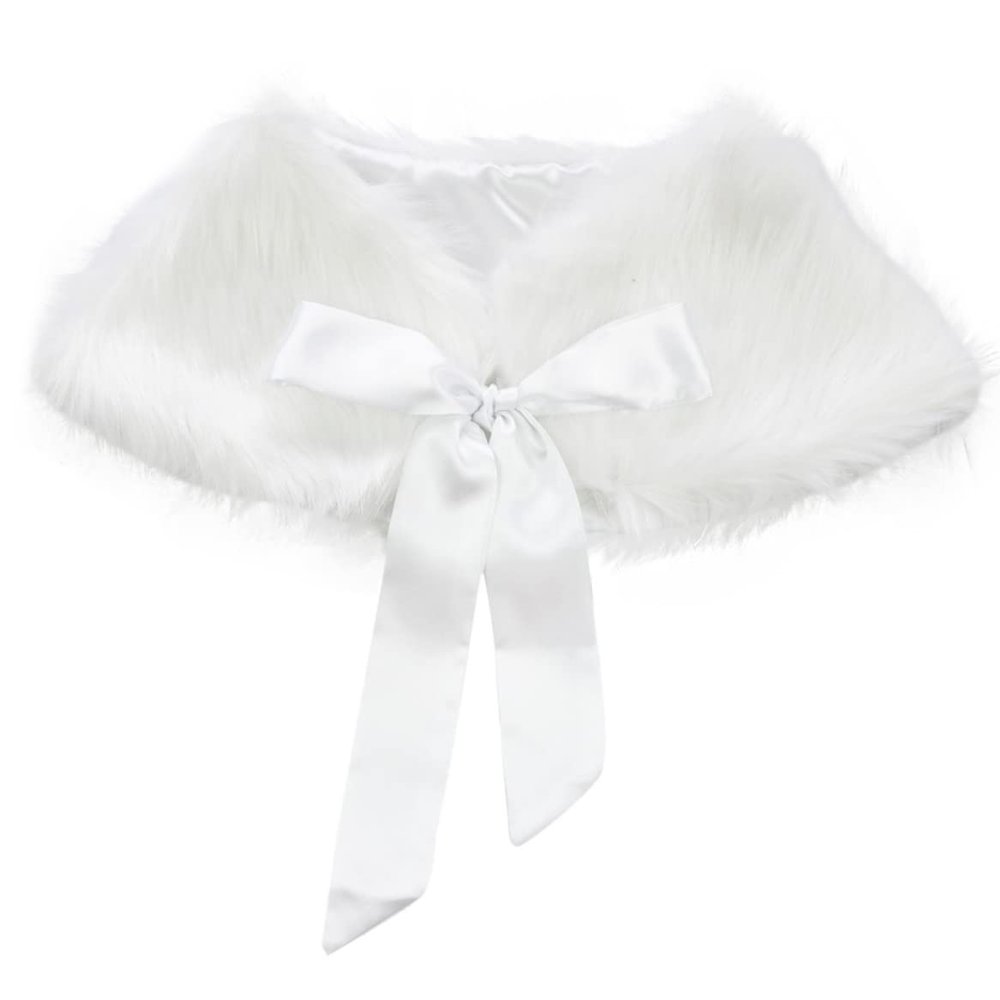Loloda Flower Girls Faux Fur Wraps Shawl Wedding Bridesmaid Princess Cape Winter Warm Bolero Shrug White One Size