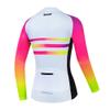 Uriah Women's Cycling Jersey Long Sleeve Reflective with Rear Pockets White Pink Size L view 2