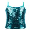Loloda Big Girls' Sparkle Sequins Tank Tops Camisole Latin Jazz Ballet Dance Stage Performance Costume Lake_Blue 6 Years view 1