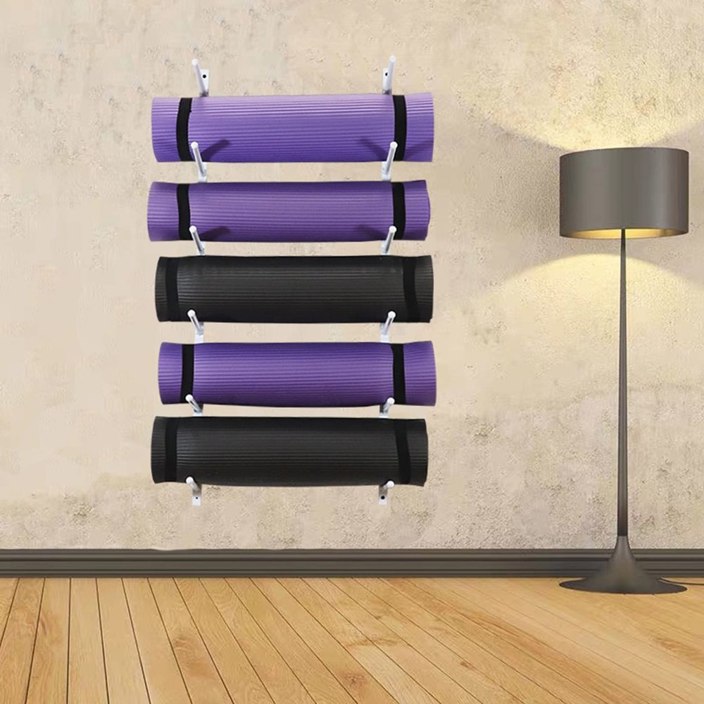 DRSFF Yoga Mat Rack Wall Mount Foam Rollers Holder Yoga Studio and Gym 6-Tier Large Capacity Metal Storage Shelf Free Adjustment Spacing Exercise Equipmen Organizer (Color : C)