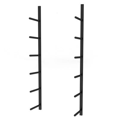 DRSFF Multi-Layer Yoga Mat Holder Home Wall Mount Foam Rollers Exercise Mat 6-Tier Metal Storage Rack Yoga Room Gym Large Capacity Yoga Column Placement Stand (Color : Black)