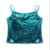 Loloda Big Girls' Sparkle Sequins Tank Tops Camisole Latin Jazz Ballet Dance Stage Performance Costume Lake_Blue 8 Years view 3