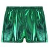 FEESHOW Women's Metallic Booty Shorts Mid Waist Shiny Cheeky Dance Festival Rave Bottoms Hot Pants Green One Size view 4