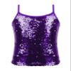 Loloda Big Girls' Sparkle Sequins Tank Tops Camisole Latin Jazz Ballet Dance Stage Performance Costume Purple 8 Years view 1