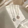 COLORFUL BLING Luxury Frozen Snowflake Crystal Zircon Inlaid Pendant Necklace Set Clavicle Chain Adjustable CZ Bridal Wedding Engagement Winter Jewelry for Women-Gold view 2