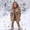 Toddler Baby Girls Duffle Overcoat Winter Windproof Thicken Cardigan Jackets Fashion Warm Fleece Lapel Parka Coats (Khaki, 3-4 Years) view 2