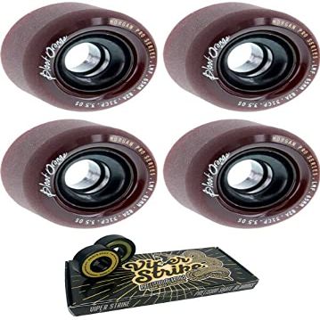 65mm Blood Orange Liam Morgan Pro Series Midnight Maroon Skateboard Wheels - 82a with Viper Strike Skateboard Bearings 8mm Precision ABEC 7 Skateboard Bearings - Bundle of 2 items