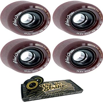 65mm Blood Orange Liam Morgan Pro Series Midnight Maroon Skateboard Wheels - 82a with Viper Strike Skateboard Bearings 8mm Precision ABEC 7 Skateboard Bearings - Bundle of 2 items
