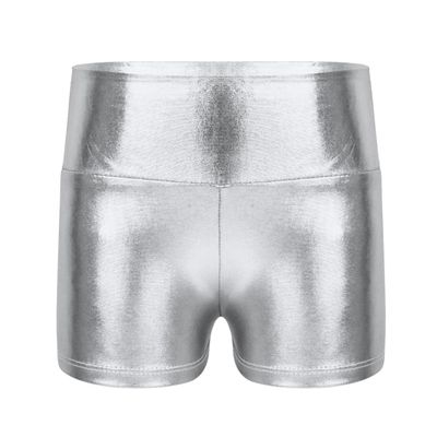 Loloda Girls' Metallic Spandex Ballet Dance Cheerleading Tumbling Gymnastics Athletic Shorts Leotard Metallic 8 Years
