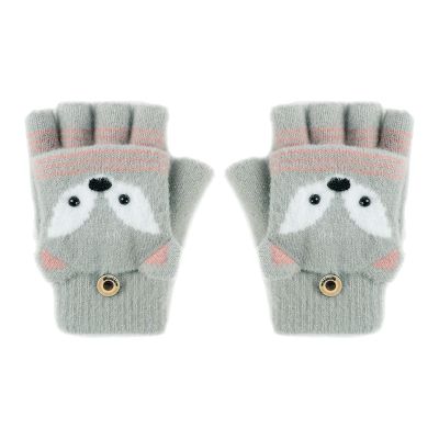 Holiberty Cute Baby Kids Winter Fingerless Gloves Toddler Boys Girls Cartoon Christmas Elk Knit Mittens Warm Snow Gloves 2-8Y