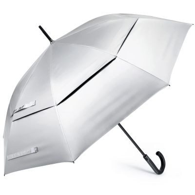 G4Free UPF 50+ 52 Inch UV Protection Umbrella, Automatic Open Hook Handle J Stick Golf Umbrellas for Rain, Sun & Wind Protection(Silver/Black)