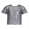 FEESHOW Kids Girls Shiny Metallic T-Shirt Long Sleeve Loose T-Shirt for Stage Performance Costume Jazz Hip Hop Dancewear Black 1 4-5 Years view 1