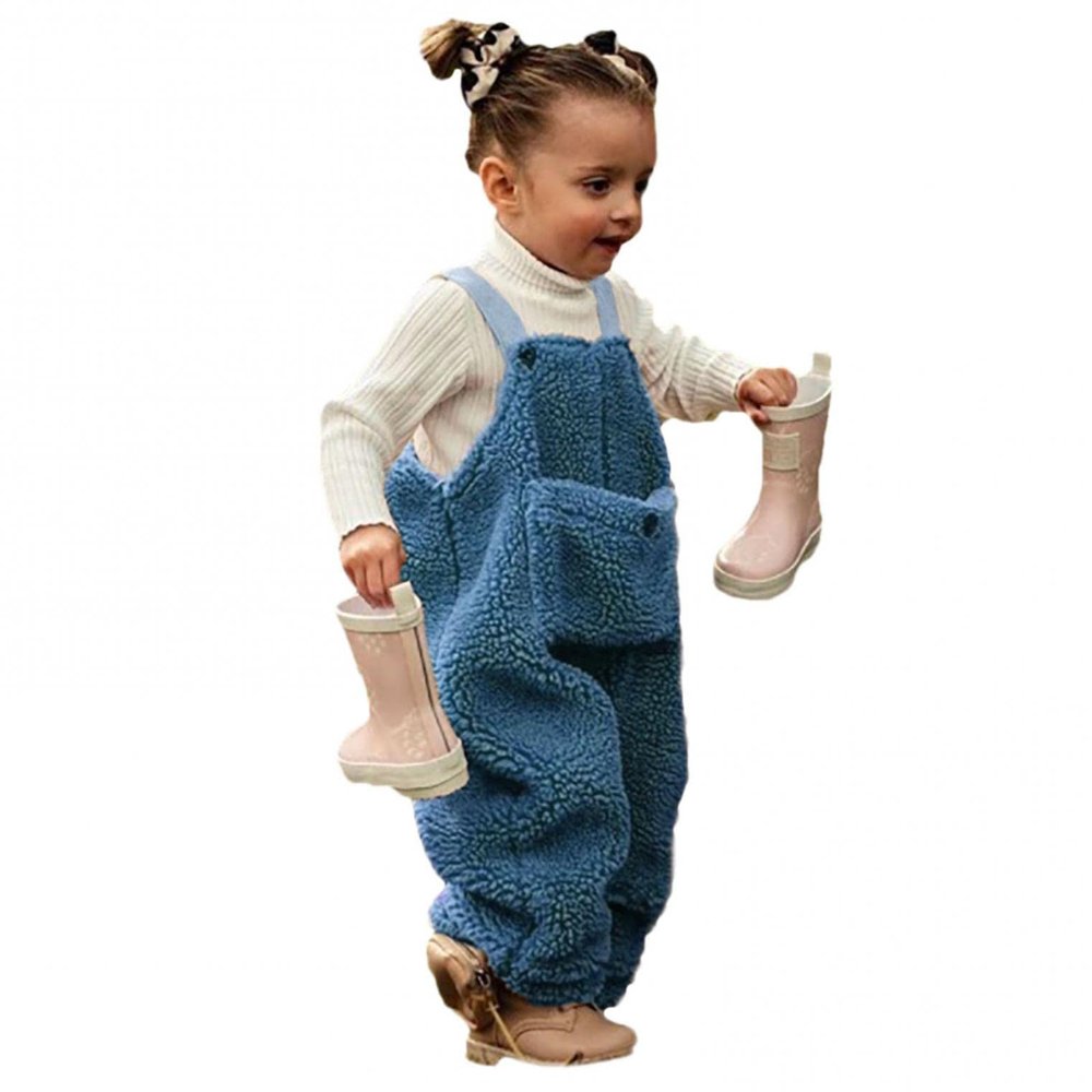Digood Toddler Kids Baby Girl Boys Solid Winter Suspender Pants Overalls Warm Winter,Baby Fall Winter Cotton Leggings(Blue,12-18 Months)