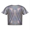 FEESHOW Kids Girls Shiny Metallic T-Shirt Long Sleeve Loose T-Shirt for Stage Performance Costume Jazz Hip Hop Dancewear Black 1 5-6 Years view 2