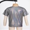 FEESHOW Kids Girls Shiny Metallic T-Shirt Long Sleeve Loose T-Shirt for Stage Performance Costume Jazz Hip Hop Dancewear Black 1 5-6 Years view 4