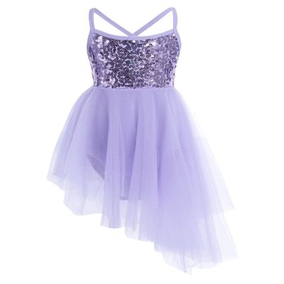 Manyakai Kids Girls Shiny Sequins Lyrical Dance Costume Camisole Ballet Dancing Dress Tutu Skirted Leotard Purple 4-5 Years
