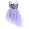 Manyakai Kids Girls Shiny Sequins Lyrical Dance Costume Camisole Ballet Dancing Dress Tutu Skirted Leotard Purple 4-5 Years view 1