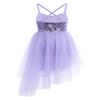 Manyakai Kids Girls Shiny Sequins Lyrical Dance Costume Camisole Ballet Dancing Dress Tutu Skirted Leotard Purple 4-5 Years view 2