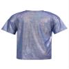 FEESHOW Kids Girls Shiny Metallic T-Shirt Long Sleeve Loose T-Shirt for Stage Performance Costume Jazz Hip Hop Dancewear Blue 3-4 Years view 2