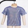 FEESHOW Kids Girls Shiny Metallic T-Shirt Long Sleeve Loose T-Shirt for Stage Performance Costume Jazz Hip Hop Dancewear Blue 3-4 Years view 3