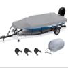 RTMX&kk Trailerable Waterproof Boat Cover, 210D Oxford Fabric Boat Cover Fits V-Hull,Fishing Boat,Tri-Hull, Bass Boats, Pro-Style Cover Multi-Size, Gray,11 to 13FT: 420x270cm view 1